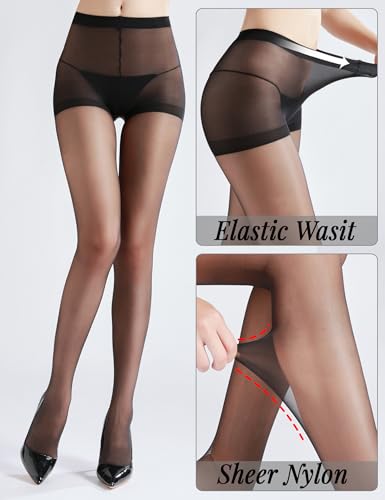 Image of 1 Pair Anti-ladder Diffusion Super Sheer Tights for Women, 10D Nylon Black Tights