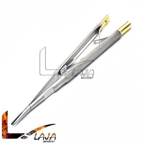 Image of T /C Barraquer Castroviejo Needle Holder 5.5 inch (14 Cm) Straight with Tungsten Carbide Inserts (Laja Imports Brand) for Educational Use