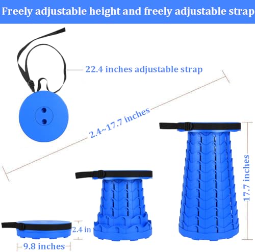 Image of Fishboy Upgraded Collapsible Stool, 400lbs Max Weight, Lightweight But Sturdy, Portable Retractable Folding Telescoping Foldable Camping Stool for Adults Outdoor Fishing Hiking BBQ