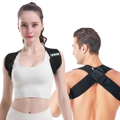 VKN Posture Corrector for Men and Women One-Piece Back Brace for Daily Workout & Gym - Breathable Elastic Spine Alignment Trainer for Men and Women Chest Straight Straight BackAssist Straps (L)