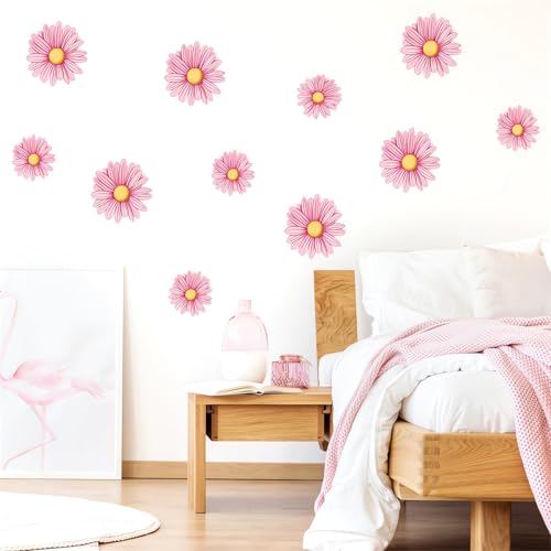 Vinilos decorativos de pared con flores margaritas rosas miniatura 6