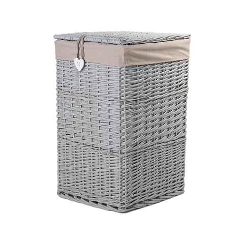 Wickerfield Grey Handmade Wicker Laundry Basket Cover