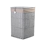 Wickerfield Grey Square Corner Handmade Wicker Laundry Basket (Large)