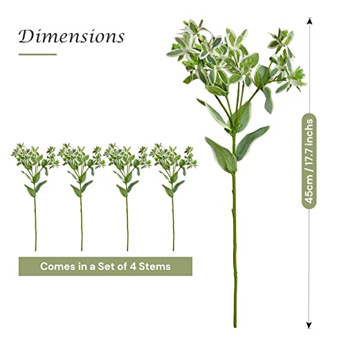 Velener Olive Branch Greenery Stems 4Pcs 18" With Fake Fruits Natural Birch Olive Leaves, Green Decor Wood Sticks Artificial Plant Vase Filler Indoor Farmhouse Home Decoration Table Centerpiece Swags #TOP3