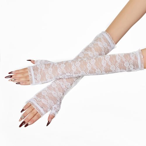 Womens Long Lace Gloves for Wedding Bridal Party Evening Cosplay Dress Gloves2