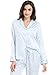 Serenedelicacy Women's Satin Pajama Set 2-Piece Sleepwear Loungewear Long Sleeve Button Down Silky PJ Set (Small, Light Blue, Leopard)