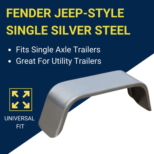 Towzone 44923 Silver 10"X 36" X19.25" Jeep-Style Single Steel Fender (Fits Single 13In.-15In. Tires),1 Pack #TOP3
