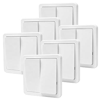 6 x White Double Switch Switch Integrated Universal Installation