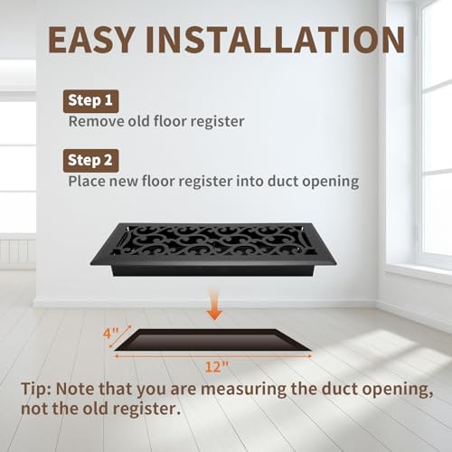 Grille de sol débit d'air réglable 10,2 x 30,5 cm pour évent de ventilation - 7