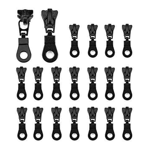 Zippers Repair Kit, Fydun Zipper Sliders 20pcs Metal Alloy Size #5 Zip Fastener Repair Replacement Kit Black for DIY Clothes Bags Cover