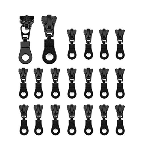 Zippers Repair Kit, Fydun Zipper Sliders 20pcs Metal Alloy Size #5 Zip Fastener Repair Replacement Kit Black for DIY Clothes Bags