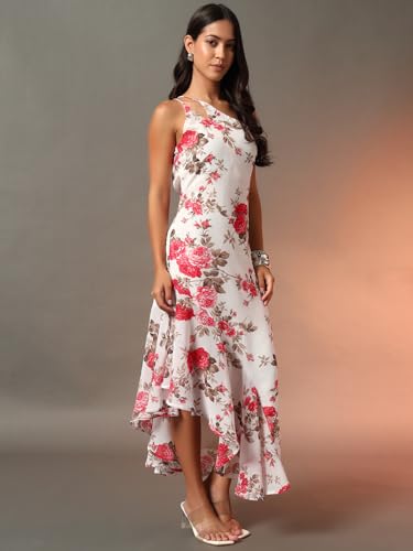Image of Trend Arrest.ed Women's Floral One-Shoulder Cocktail Dress | Asymmetrical Hem with Lining | Adjustable & Removable Pads | Elegant Fit for Party, Wedding & Special Occasions