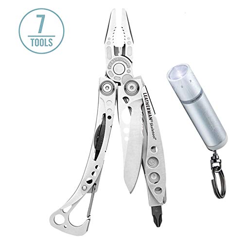 Leatherman - Skeletool Multitool, Stainless Steel + LED Lenser K2L Flashlight - Great