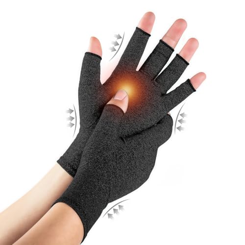 Fingerless Compression Gloves TFUSOM Arthritis Gloves for Women for Pain, Men and Women Fingerless Compression Wrap for Hand Pain...