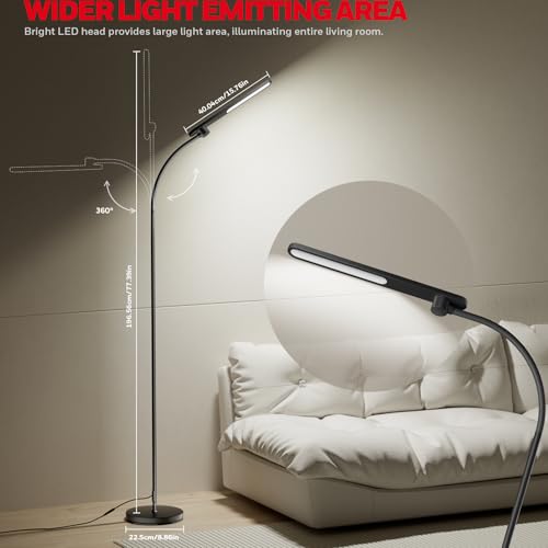 Image of Honeywell LED Floor Lamp for Reading CRI97 Full Spectrum Dimmable Gooseneck