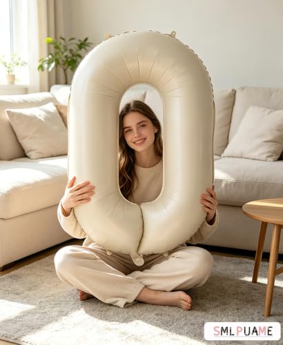 Image of 40 Inch Cream Number 0 Balloon Beige Boho Neutral Party Decoration