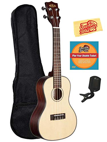 Kala KA-SCG Solid Spruce Mahogany Concert Ukulele Bundle with Gig Bag, Tuner, Austin Bazaar Instructional DVD, and… - Les Beatles, Paul McCartney, John Lennon, RIngo Starr, George Harrison Kala KA-SCG Solid Spruce Mahogany Concert Ukulele Bundle with Gig Bag, Tuner, Austin Bazaar Instructional DVD, and…