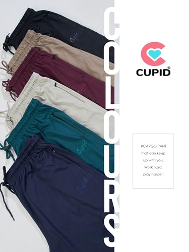 Image of CUPID Women Smart Slim Fit Easy Wash Cotton Cargo Pants