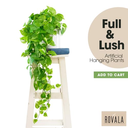 ROVALA Silk Plants for Home Decor Indoor in Pot Realistic Artificial Plants Fake Hanging Plants Faux Plants Indoor Fake Potted Plants Fake Plants for Shelves Bathroom Plants, Fake Pothos (Light Green) by MY - Image 2