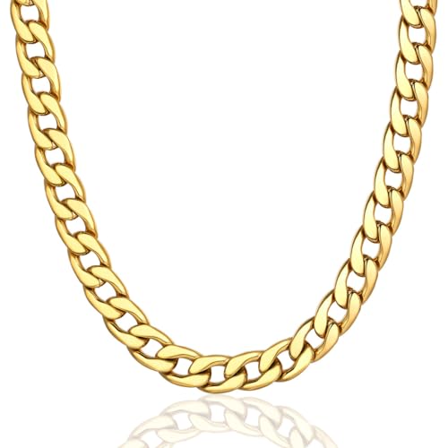 Mens Chunk Gold Curb Chain 12MM 18K Gold Plated Necklace