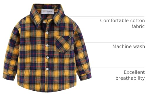 Image of Mud Kingdom Boys Plaid Flannel Shirt Long Sleeve Button Down Casual