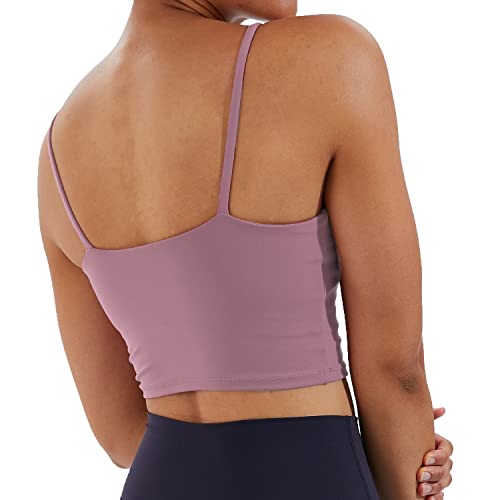 Image of Women's Strappy Stretch Sports Bra Longline Yoga Tank Top Fitness Bra Workout Camisole Crop Tops for Teen Girl