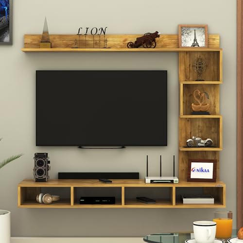 Image of Anikaa Laura Engineered Wood Wall Mount TV Unit /TV Stand /TV Cabinet /TV Entertainment Unit /Set Top Box Stand (Ideal for 43 Inch) (D.I.Y) (Gaintwood)