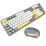 Bluetooth Keyboard and Mouse Combo,2.4G Wireless Keyboard Mouse Sets with 99 Square Key, Jar-owl Colorful Typewriter Ergonomic Retro Cute Keyboards and 3 DPI Mouse for Computer,Laptop, PC, Mac-Grey