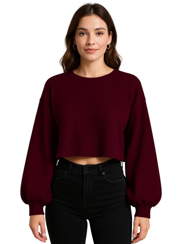 Image of DTR FASHION Women's Cotton Blend Solid Lining Solid Crop T-Shirt | Western T-Shirt for Women