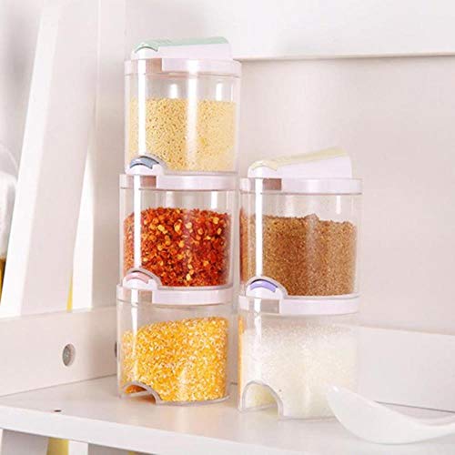 LAURUSQ 5 Pcs/Set Creative Assaisonnements Transparent Set Cuisine Épice Rack Bouteilles De Condiments Poivre Shakers Boîte À Épices Rack