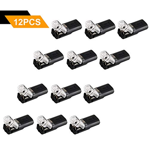 Pluggable Led Wire Connectors, Tyumen 12Pcs 2 Pin 2 Way Universal Compact Wire Terminals, No Wire-Stripping Required, Toolless Spring Wire Connectors, Quick Splice Wire Wiring Connector For Awg 20-24 #TOP1