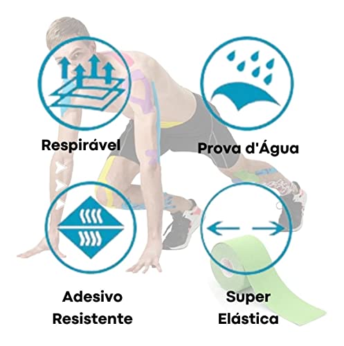 Taping Fita Adesiva Fisioterapia Muscular Kinesiology Taping Bandagem Funcional 5 Mts (Verde)