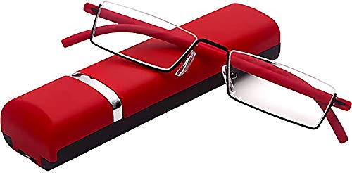 Image of REAVEE Half Frame Reading Glasses Women Thin Lightweight Spring Hinge Half Rimless Reader Glasses with Portable Cases