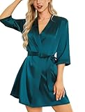 Leikar Satin Robe For Women Green Silk Kimono Robe Bridesmaid Pajamas Satin Bathrobe