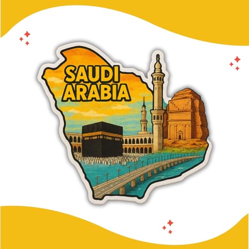 Image of Zesta Wooden Fridge Magnets Set | Refrigerator Decor Magnets for Kitchen | India Souvenir Fridge Magnet Collection | Wooden Magnet for Fridge Door Decoration (Saudi Arabia)