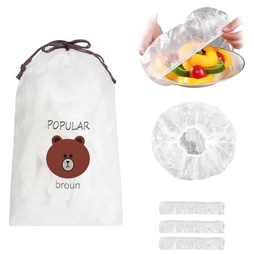 Cuffie Copri Alimenti Elastiche – 300 Pezzi di Sacchetti per Conservazione Cibo, Adatti per Contenitori di Diverse Dimensioni, Copertura Fresca e Sicura, Impermeabili e Resistente
