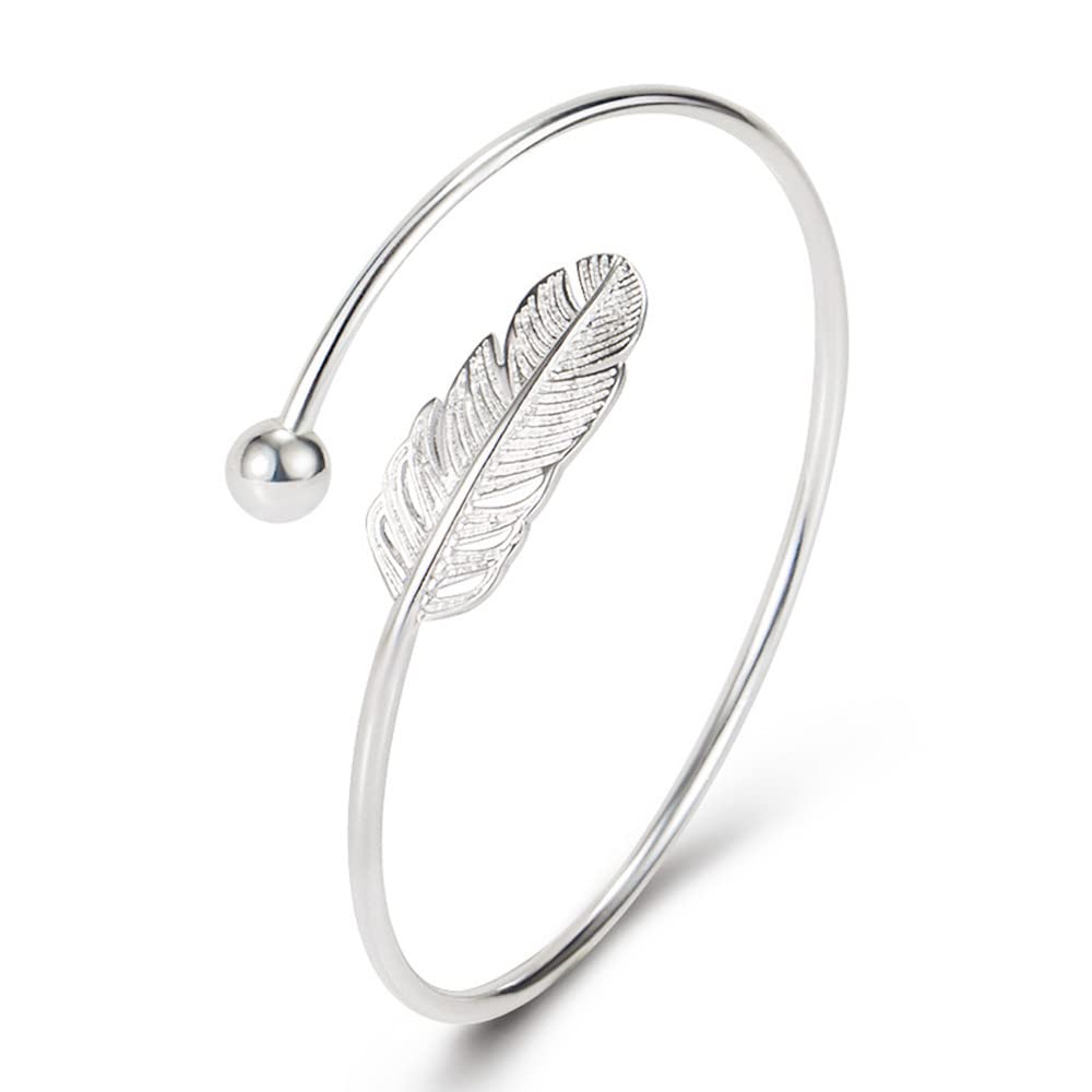 Sterling Silver Bracelets For Women 925 Sterling Silver Beads Bangle Bracelet Transfer Lucky Cuff Bracelet Adjustable Fashion Women Jewelry