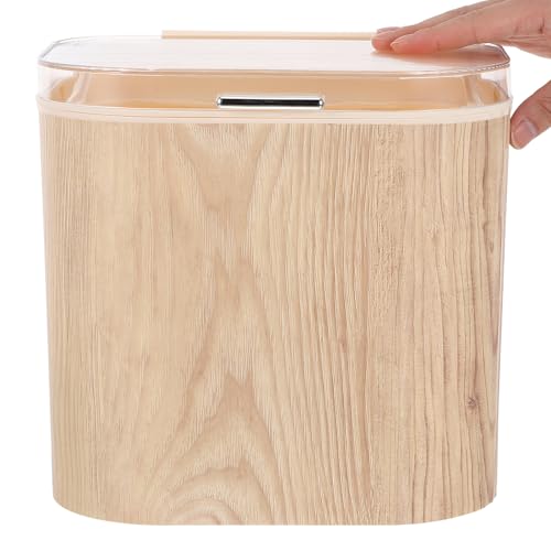 Papelera adhesiva grande para pared con tapa beige miniatura 3