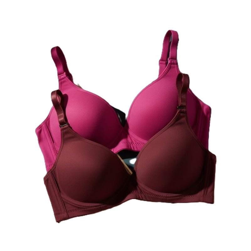Padded Women Bra Seamless Adjustable Strap Lift Support Comfort Fitness Daily Office Casual Maroon::Pink 40-image-11