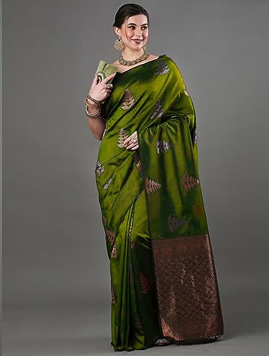 Image of Flosive Women's Dark Color Kanjivaram Silk Saree With Weaving Work