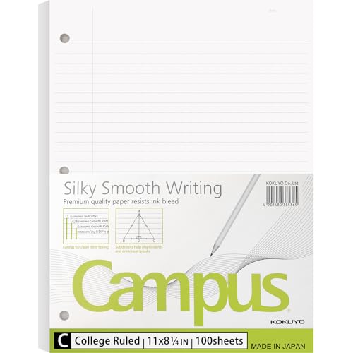 Kokuyo Campus Loose Leaf Paper for 3 Ring Binders, 8-1/4