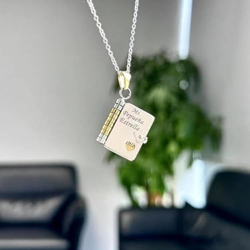 Spanish My Little Star Book Necklace for Daughter Son, Mi Pequeña Estrella Openable Pendant with 6 Engraved Pages, Adjustable Jewelry Charm from Mom, Birthday Graduation Gift3