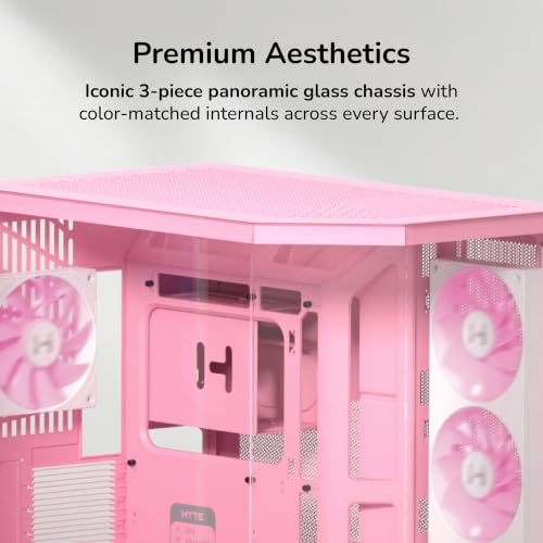 Image of HYTE Y50 RGB Essential Aesthetic Gaming PC Case - 4 aRGB Fans (1x 120mm + 1x 360mm Reverse) - Dual Chamber ATX Desktop Chassis - Rear Connect Motherboard Compatible - Strawberry Milk (Pink)