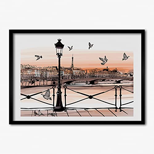 Tableau cadre en bois 70x50 cm Tulup pour illuminer votre salon d'un crépuscule à Paris