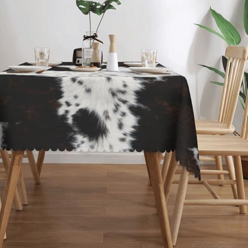ZYPHORIEL White and Brown Cow Skin Rectangle Tablecloths Animals Skin Table Cloths Dacorative Kitchen Dining Tablecloth for Rectangular Tables,Washable Table Cover for Party 54 x 72 Inch by ZYPHORIEL - Image 4