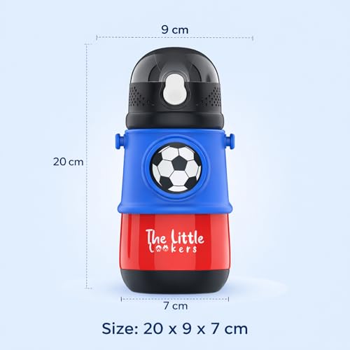 Image of THE LITTLE LOOKERS Stainless Steel Hot & Cold Sipper Bottle for Kids | 300 Milliliters | Rust-Proof | BPA-Free | Double-Wall Vacuum Insulation Water Bottle | Ideal for School and Travel | Red