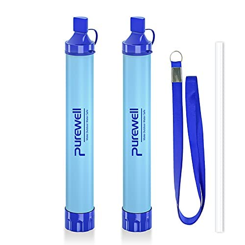 Purewell Filtre À Eau Portable 1500L Purificateur d'eau De Camping 4 Etape Système de Filtration d'Eau Élimine 99,9999% des Pollutants Filtre à 0,01 Microns Pour Camping Randonnée Voyager Cover