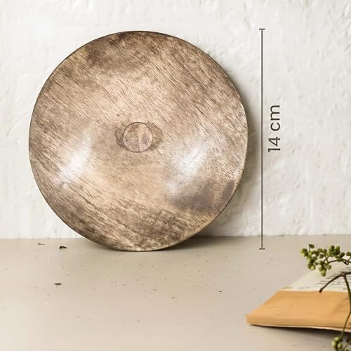Image of The Earth Store Grey Mellow Ceramic Bowl Set of 4 - 450ML Each with Nob Wooden Lid | Mixing Bowls for Snacks, Rice, Dal, Fruits, Salad Microwave Safe Bowl with Lid Perfect Gifting & Daily Use