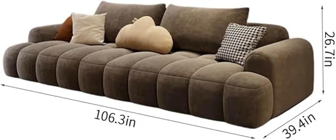 Image of LEGACY OF COMFORT 106 inch Curved 4-Seater Sectional Sofa, Brown | Premium Upholstered, Luxury, Includes Pillows