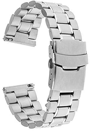 Bracelet de montre de remplacement universel 22mm en acier à boucle déployante